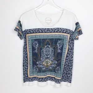Lucky Brand Boho Hamsa Hand Mandala Tee